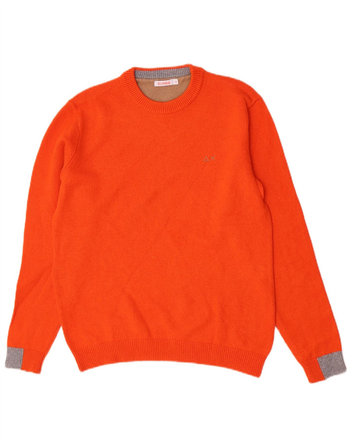 Sun68 Jersey De Cuello Redondo Para Hombre De Lana Merino Naranja Medio