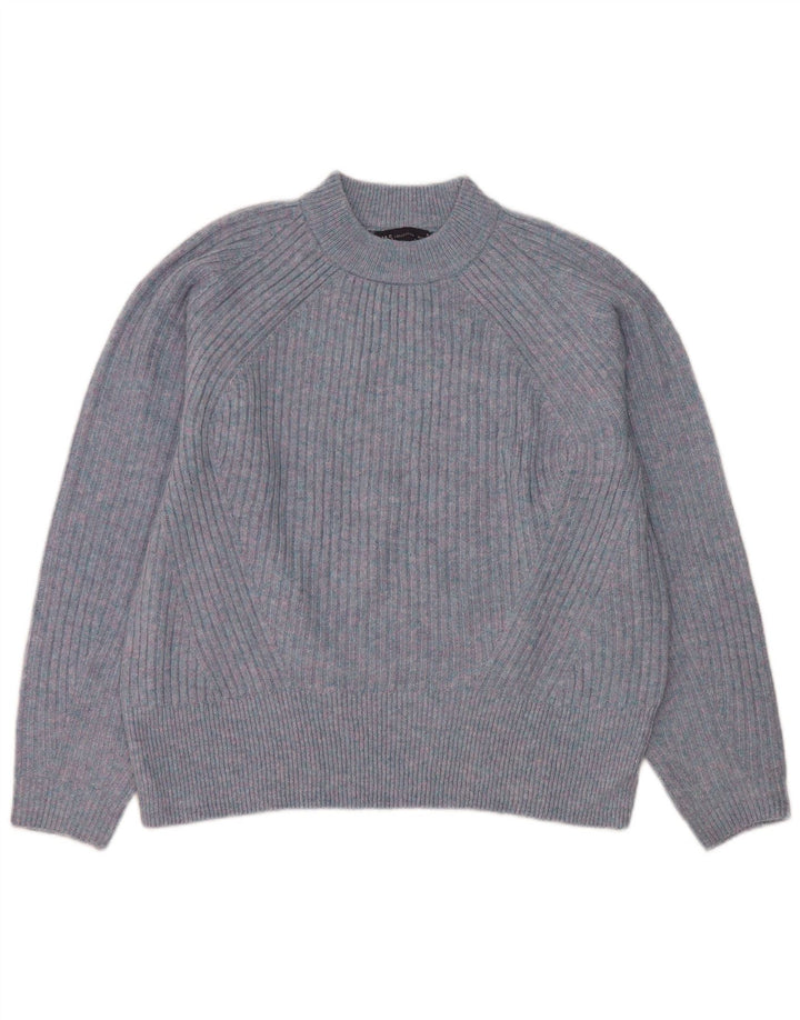 Marks & Spencer Jersey con cuello alto para mujer, talla 44, talla mediana, color azul
