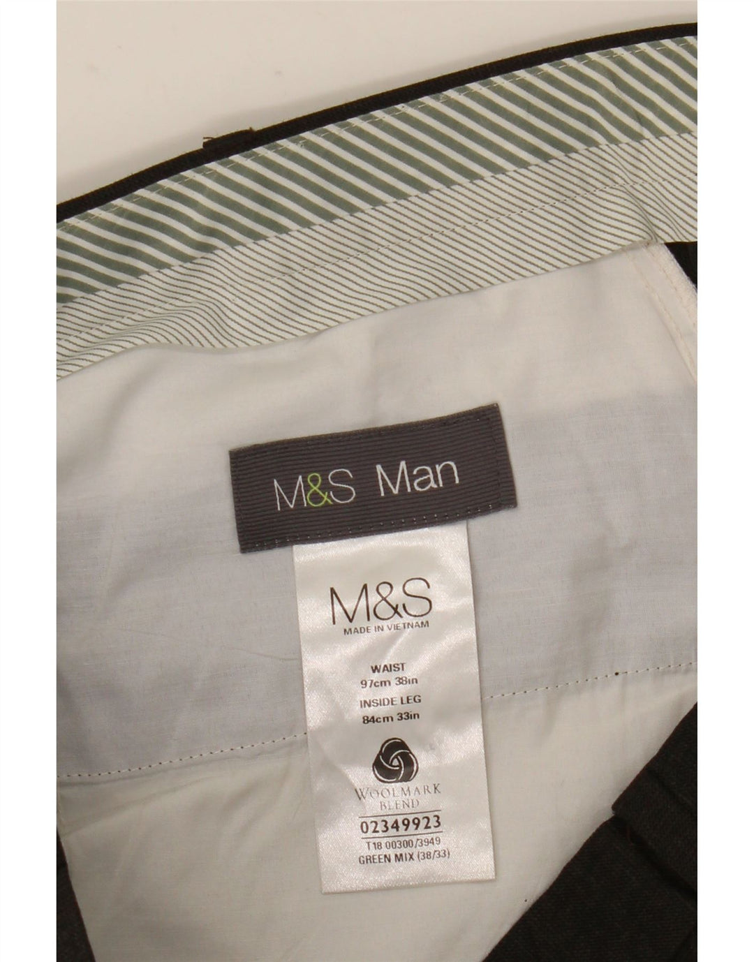 Marks & Spencer Pantalón de traje recto para hombre W38 L33 Lana marrón