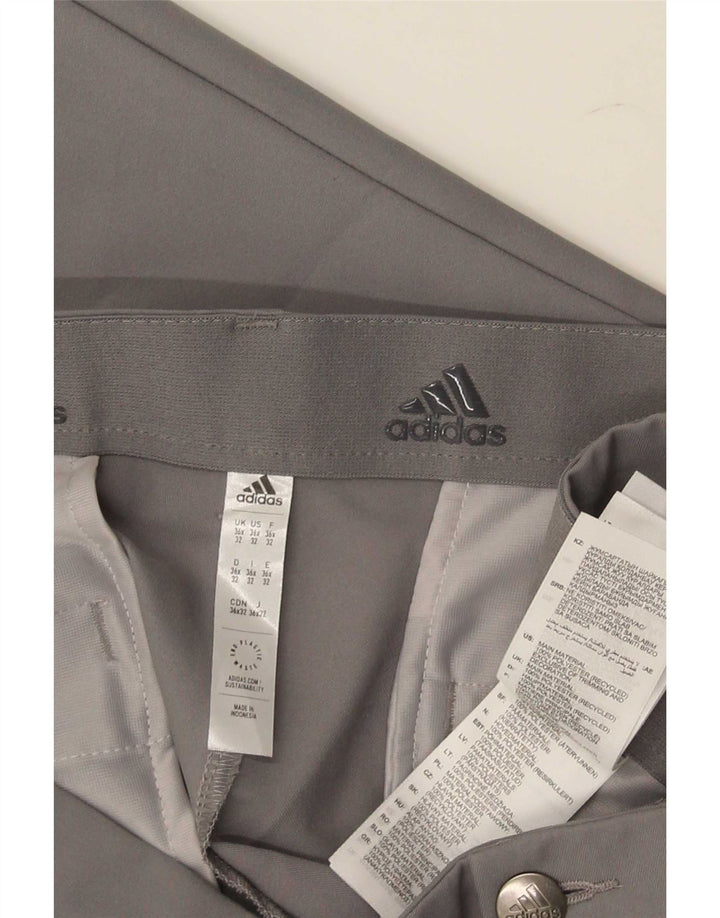 Adidas Hombre Slim Chino Pantalones W36 L32 Gris Poliéster