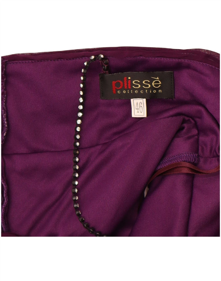 Vintage mujer sin mangas swing vestido IT 46 poliéster púrpura grande