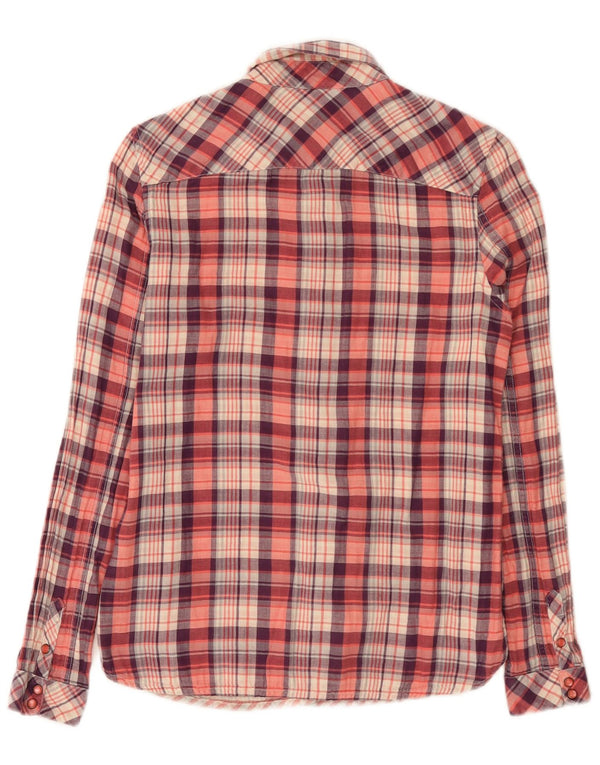 Timberland Camisa Regular Fit para Mujer UK 10 Small Red Check Cotton