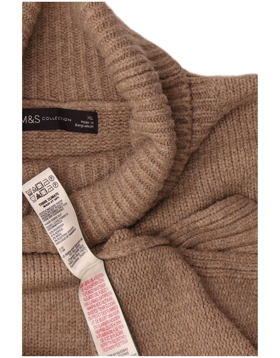 Marks & Spencer Jersey extragrande con cuello vuelto para mujer UK 40 XL Beige