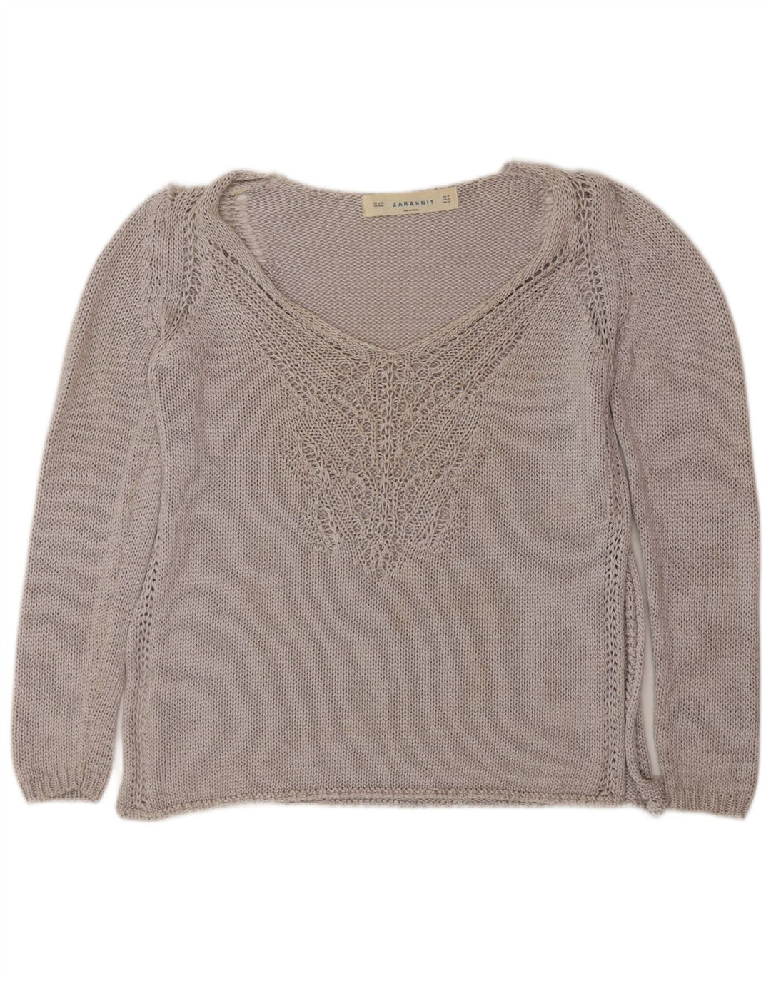 Zara Suéter con cuello en V para mujer UK 44 Gris medio