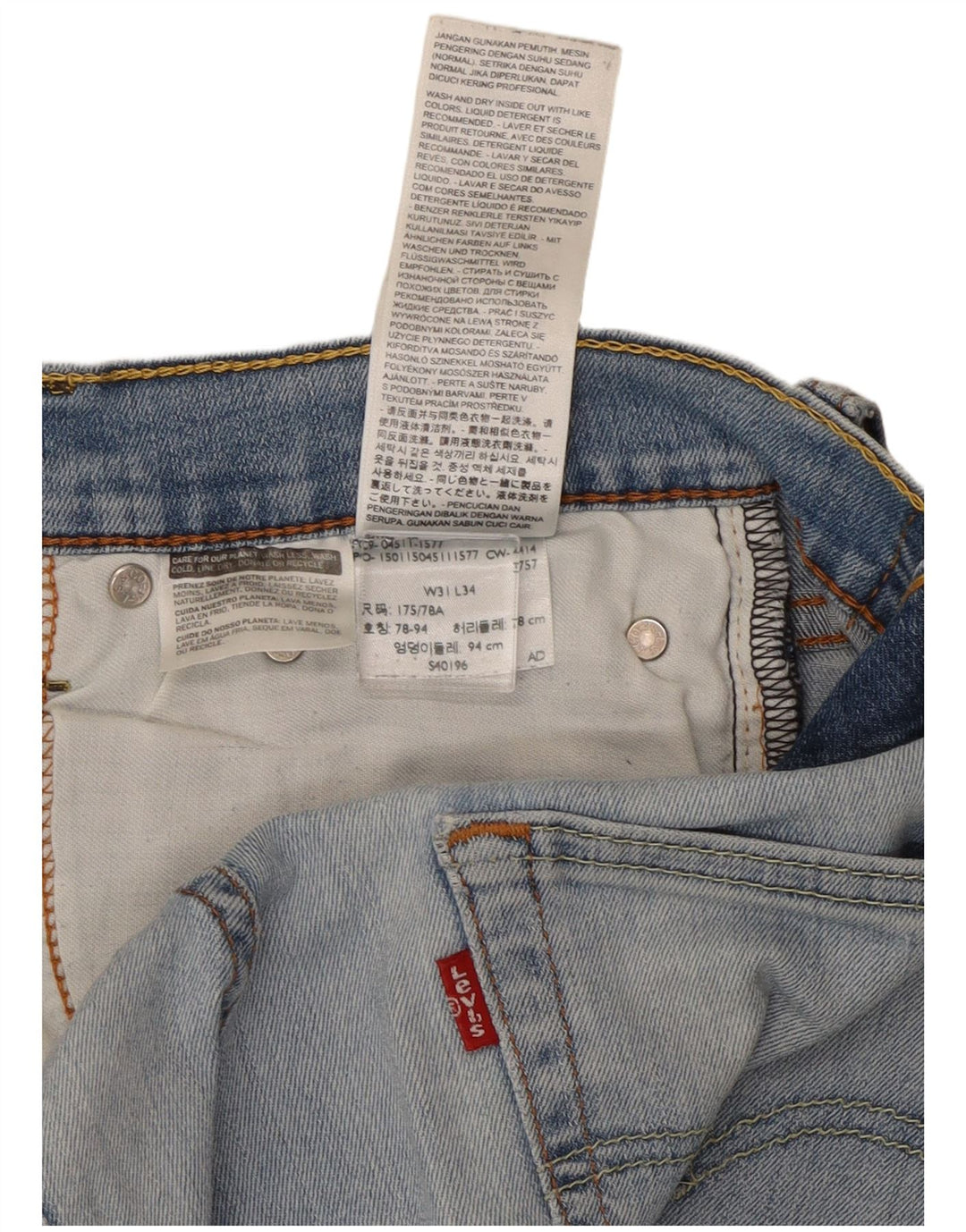 Vaqueros Levi's Hombre Slim W31 L34 Algodón Azul