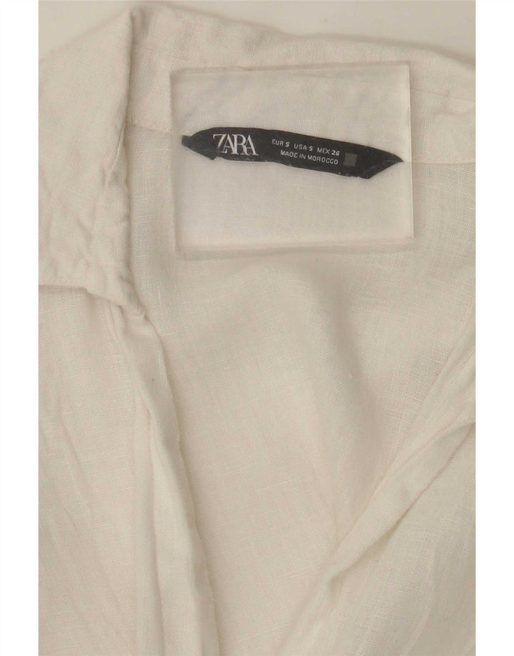 Camisa Zara Mujer UK 10 Small Blanco