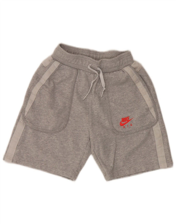 NIKE Pantalones cortos deportivos Air Standard Fit para niños de 12 a 13 años, tamaño grande, algodón gris