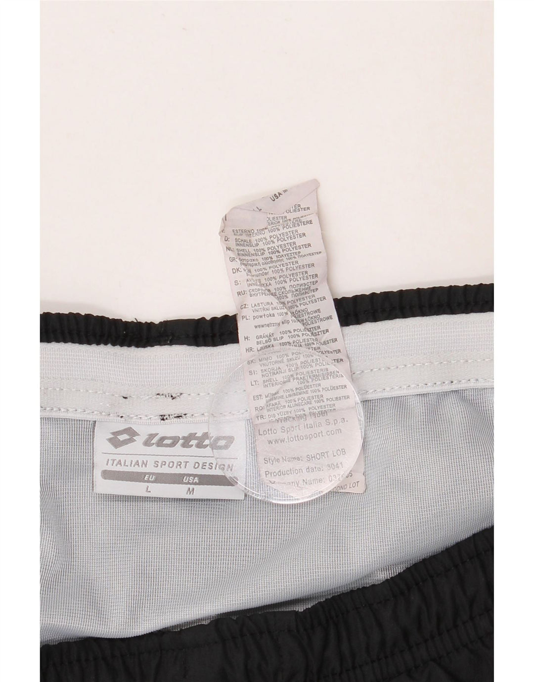Lotto Pantalones cortos deportivos para hombre grande poliéster negro