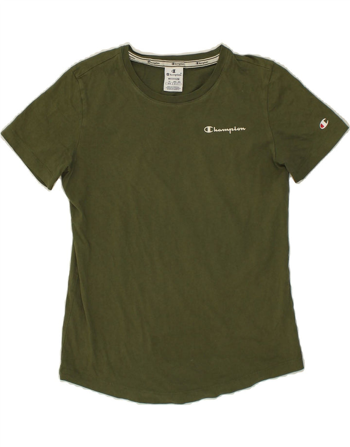 CHAMPION Womens T-Shirt Top UK 12 Medium Khaki Vintage Champion and Second-Hand Champion from Messina Hembry 