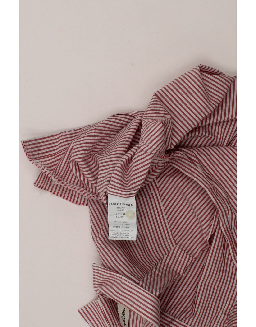 PAOLO PECORA Boys Shirt 5-6 Years Red Striped Cotton Vintage Paolo Pecora and Second-Hand Paolo Pecora from Messina Hembry 