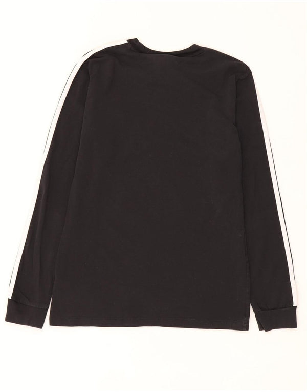 Adidas Mujer Top Manga Larga UK 10 Pequeño Algodón Negro