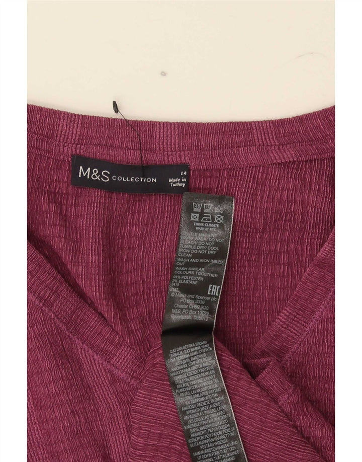 Marks & Spencer Camiseta para Mujer Top UK 44 Grande Granate Rayas Poliéster