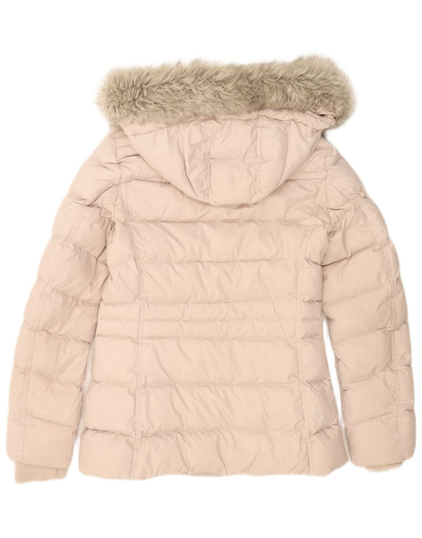 Tommy Hilfiger Chaqueta acolchada con capucha para mujer UK 6 XS Poliéster rosa