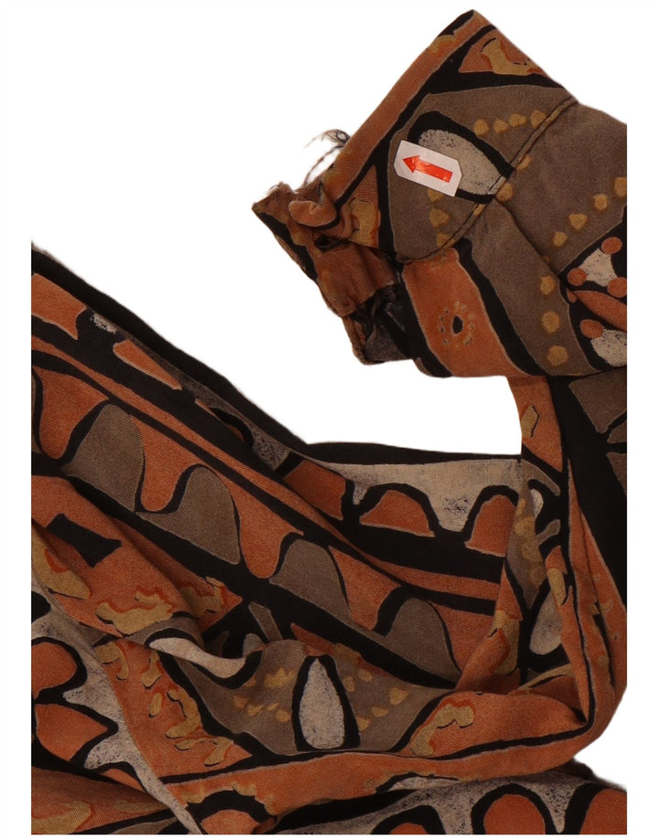 Vintage mujer camisa blusa Reino Unido 20 2XL marrón geométrico