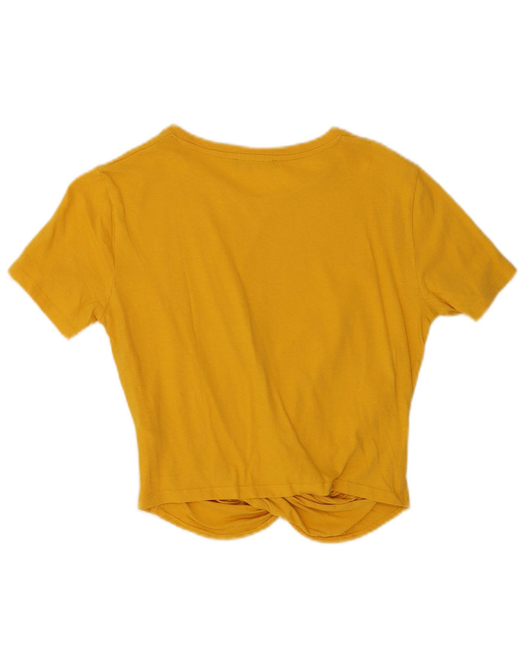 Zara Mujer Blusa Corta Top Reino Unido 42 Algodón Amarillo Medio