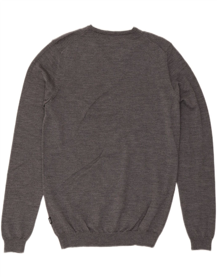 Hugo Boss Hombre | Jersey slim fit con cuello en V de lana gris medio