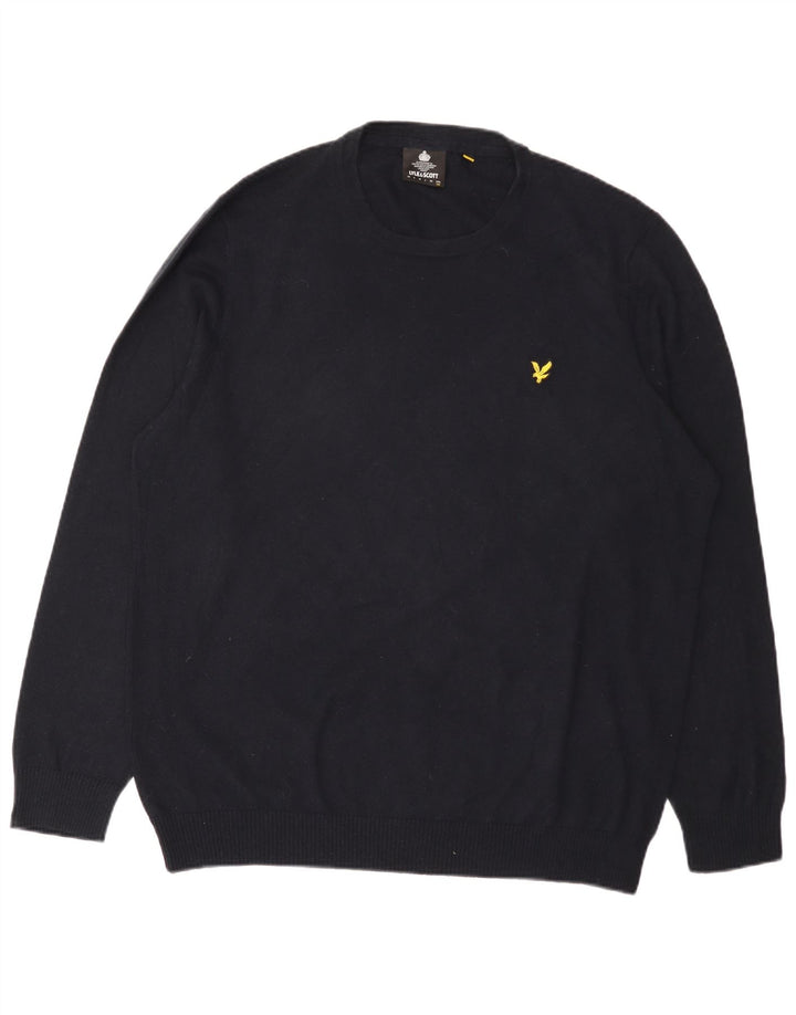 Lyle & Scott Jersey de cuello redondo para hombre, talla 2XL, azul marino