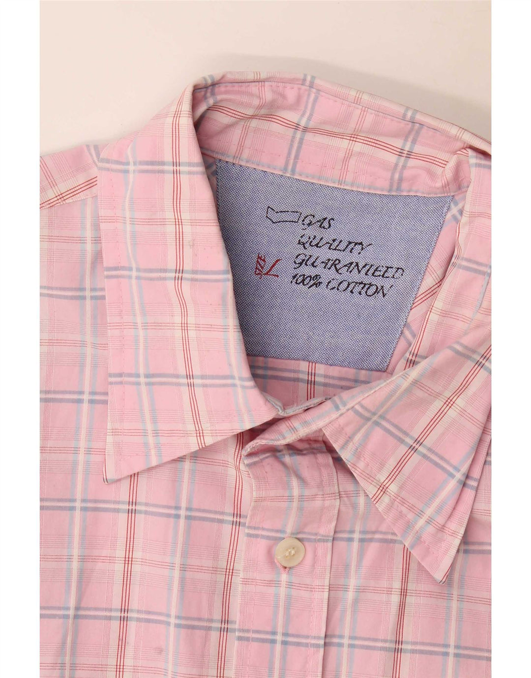 Camisa Gas Hombre Grande Cuadros Rosa Algodón