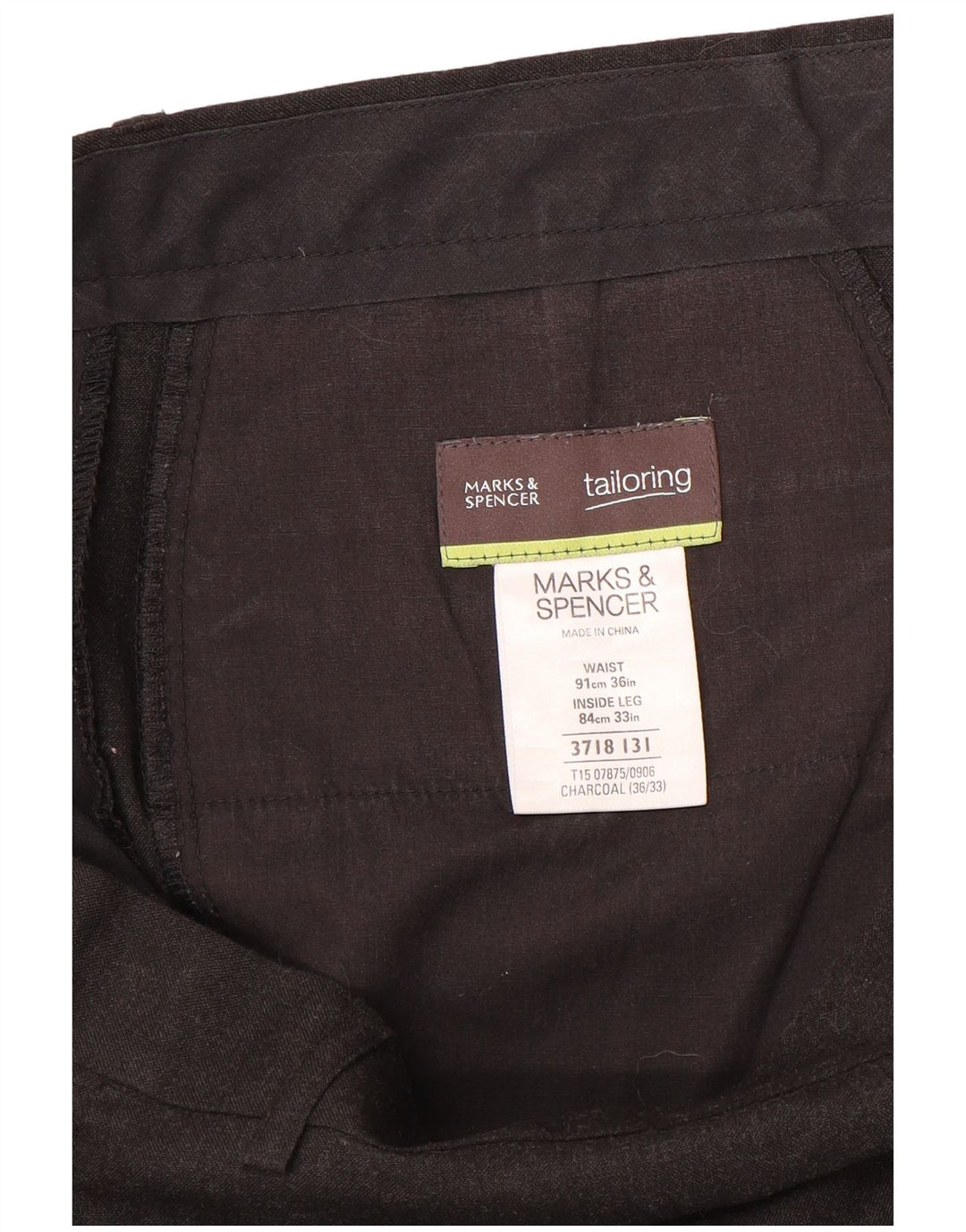 Marks & Spencer Pantalón de traje recto para hombre W36 L33 Poliéster gris