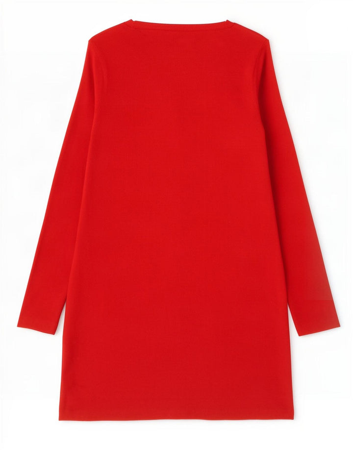 Zara Vestido Acampanado De Manga Larga Para Mujer UK 44 Poliéster Rojo Mediano