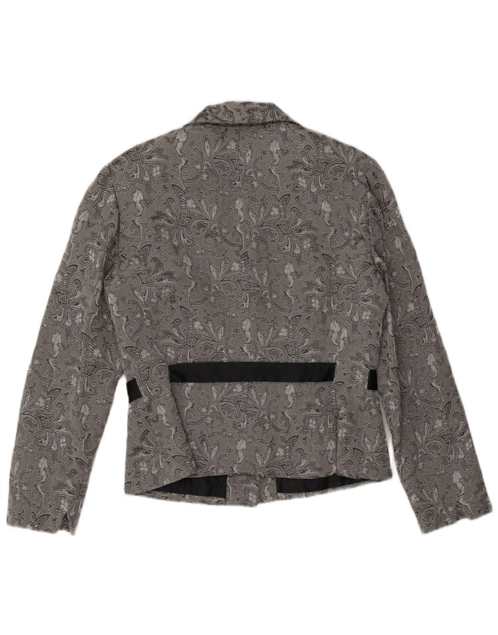 Perceptions Chaqueta tipo blazer de 2 botones para mujer UK 8 Small Grey Floral Rayon