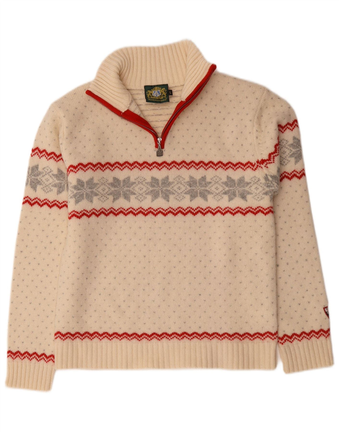 Hammerschmidt Suéter tipo jersey con cremallera y cuello para mujer UK 46 Large Off White