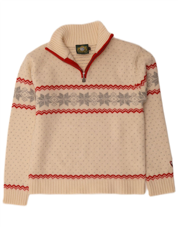 Hammerschmidt Suéter tipo jersey con cremallera y cuello para mujer UK 46 Large Off White
