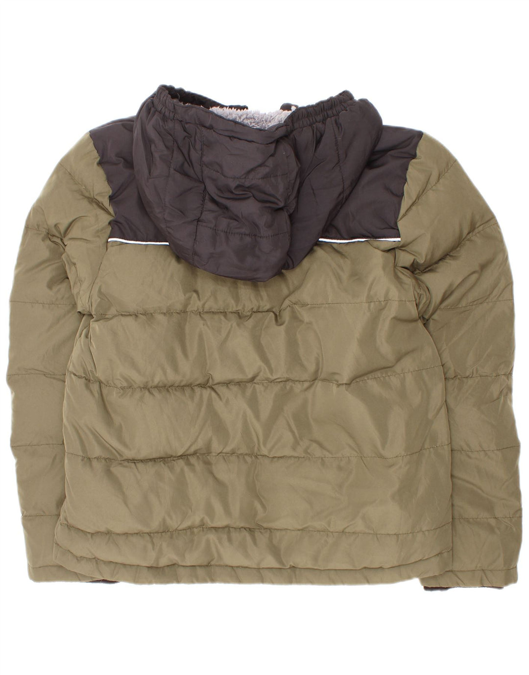 Eddie Bauer Chaqueta acolchada con capucha para niños 7-8 años Small Caqui Colorblock