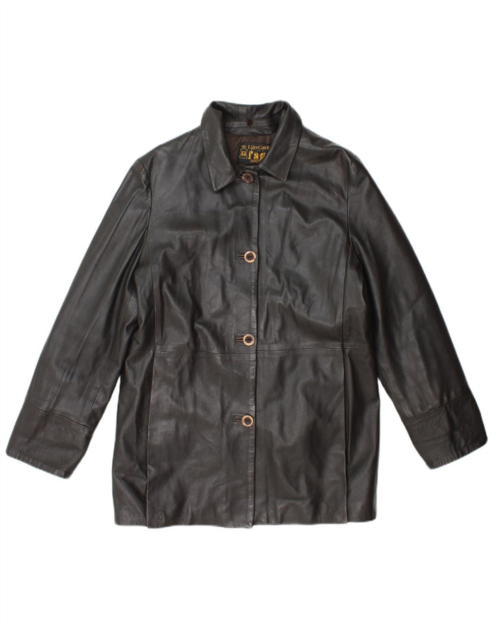 Vintage mujer chaqueta de cuero Reino Unido 14 cuero marrón medio