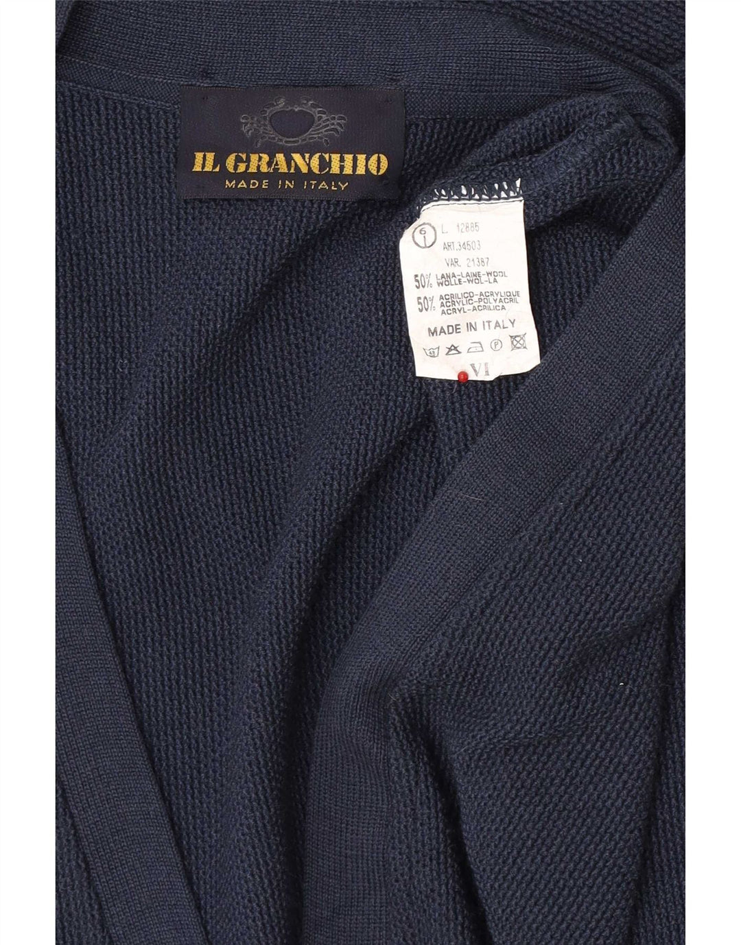 Il Granchio Cárdigan para hombre de lana azul marino grande