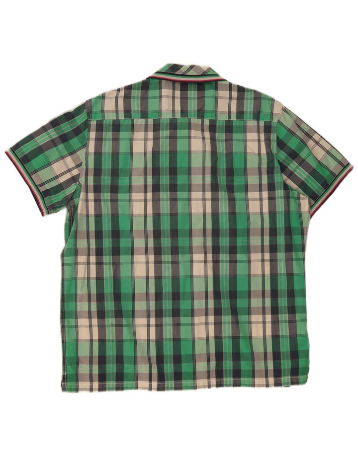 Kangaroos Camisa Manga Corta Hombre XL Algodón Cuadros Verdes