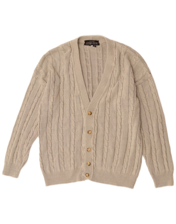 Vintage Mens Cardigan Suéter IT 54 XL Algodón Beige