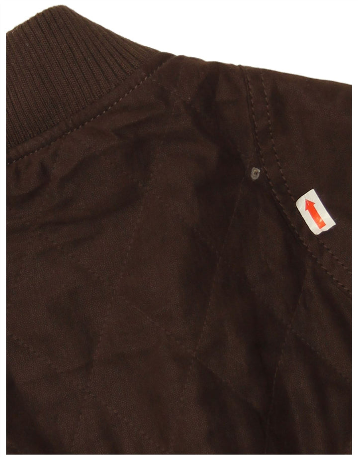 Zara Hombre Chaqueta Bomber Acolchada UK 38 Poliéster Marrón Medio