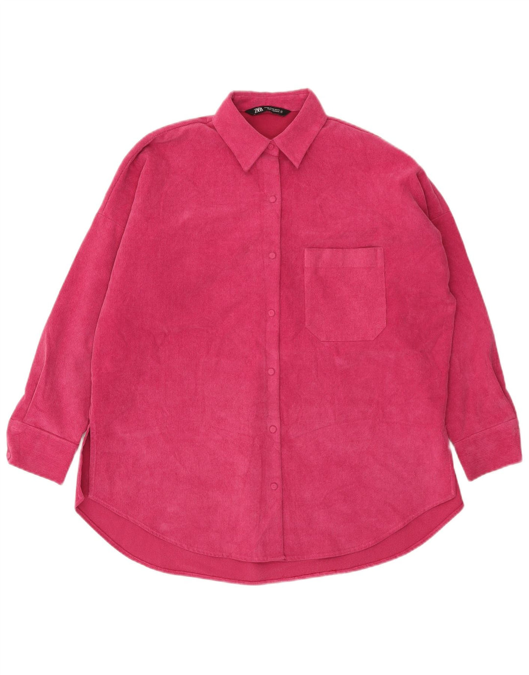Zara Mujer Camisa De Franela Extragrande UK 6 XS Poliéster Rosa
