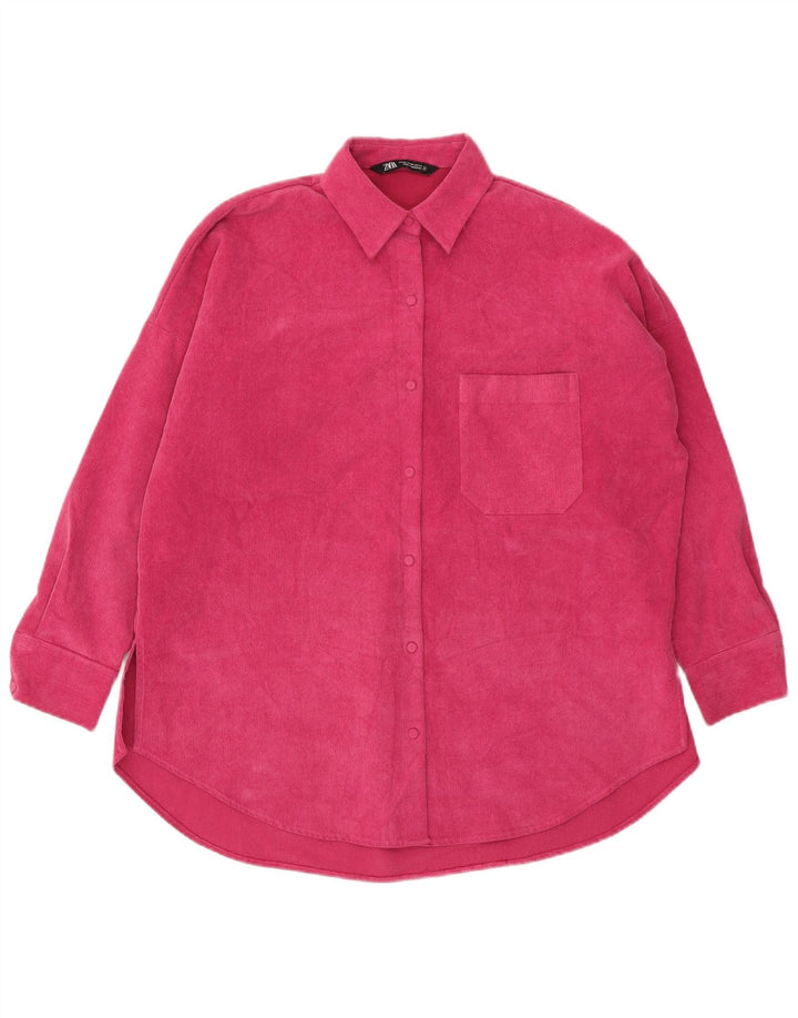 Zara Mujer Camisa De Franela Extragrande UK 6 XS Poliéster Rosa