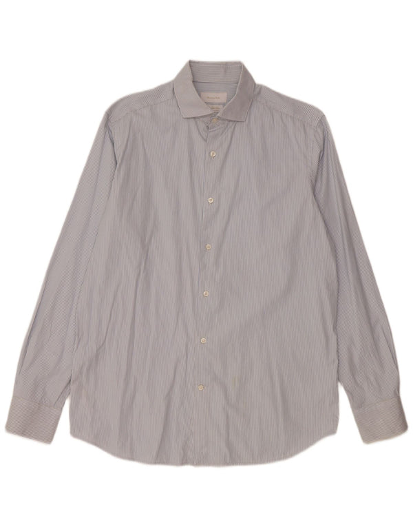 Camisa Massimo Dutti Hombre Talla 42 16 1/2 Grande Azul Rayas Algodón