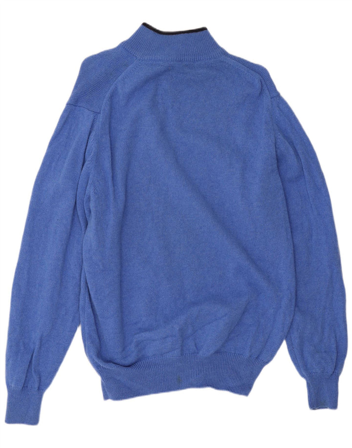 Fred Perry Hombre Jersey Con Cuello Y Cremallera De Lana Azul Medio