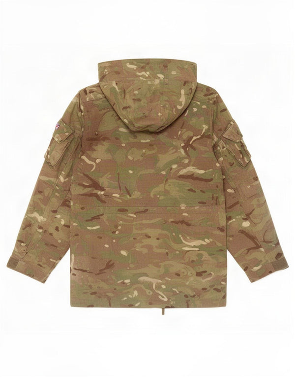 Vintage hombres con capucha militar Parka chaqueta Reino Unido 36 pequeño camuflaje caqui