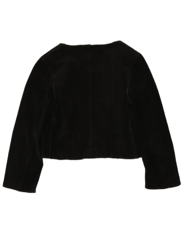 Lavorazione Artigiana Chaqueta Bolero de Ante para Mujer IT 44 Cuero Negro Mediano