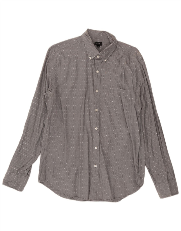 Camisa J. Crew Hombre Algodón Geométrico Gris Medio