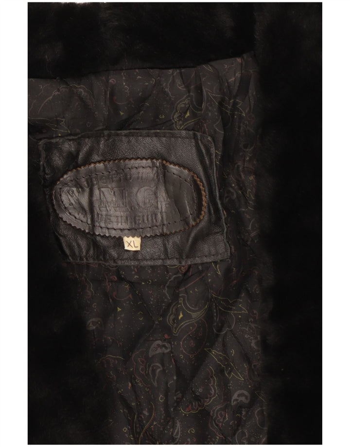 M.G Chaqueta de cuero extragrande para mujer UK 40 XL Estampado animal negro