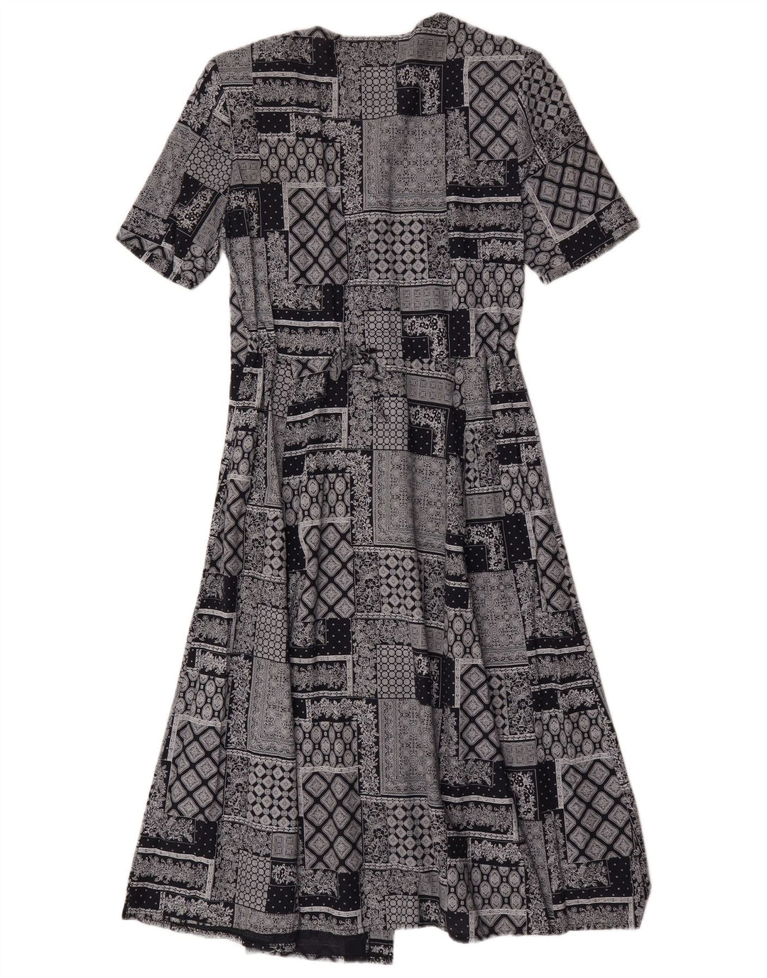 Vintage mujer A-Line vestido Reino Unido 14 patchwork gris medio