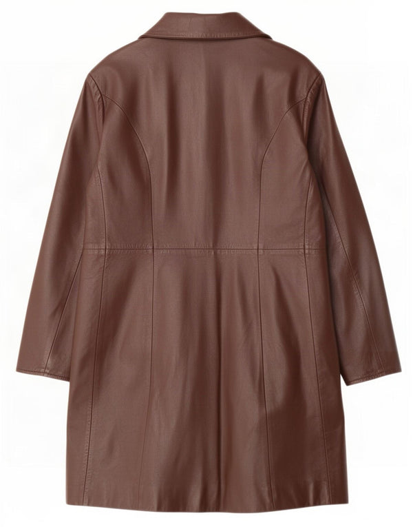 Abrigo de cuero vintage para mujer IT 48 XL Marrón
