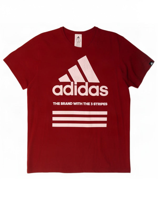 Adidas Hombre Camiseta Gráfica Top XL Algodón Rojo