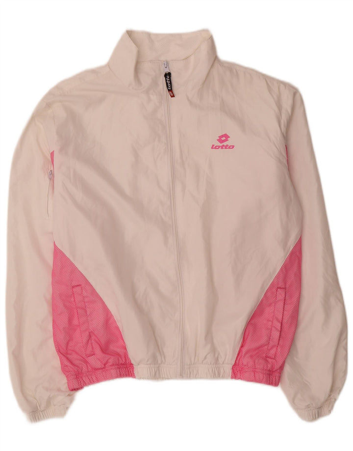 Lotto Chaqueta de chándal para mujer UK 46 Grande Poliéster con bloques de color blanco