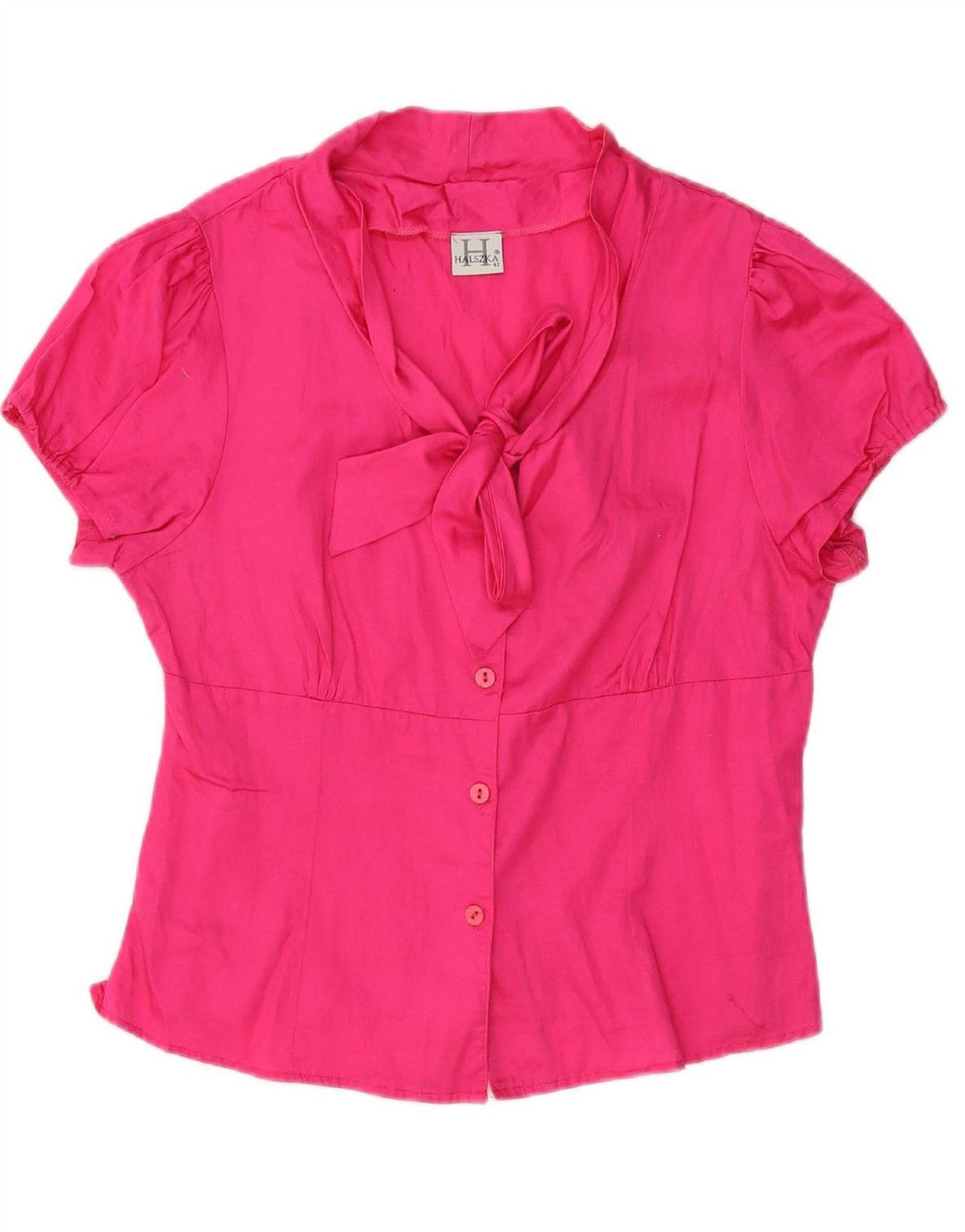VINTAGE Womens Front Tie Shirt Blouse IT 42 Medium Pink