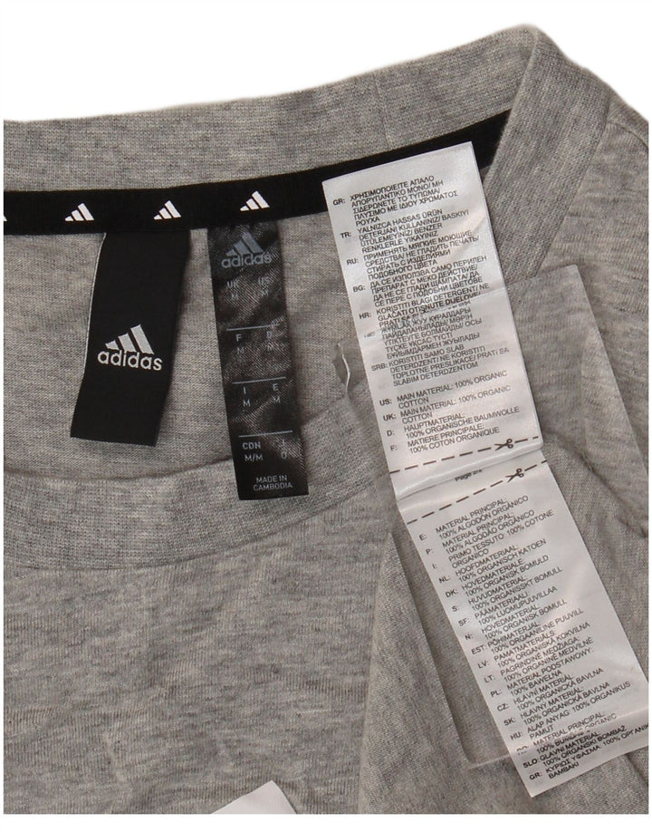 Adidas Hombre Camiseta Gráfica Top Algodón Gris Medio