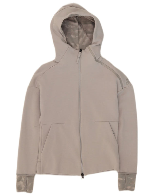 Adidas Sudadera con capucha y cremallera para mujer UK 6 XS Gris
