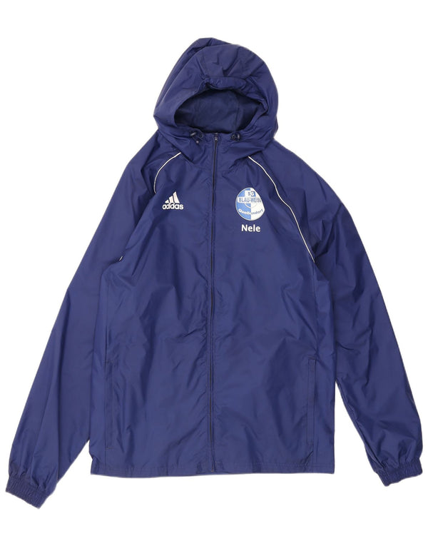 Adidas Chaqueta impermeable con capucha gráfica para hombre UK 36 Small Blue Nylon