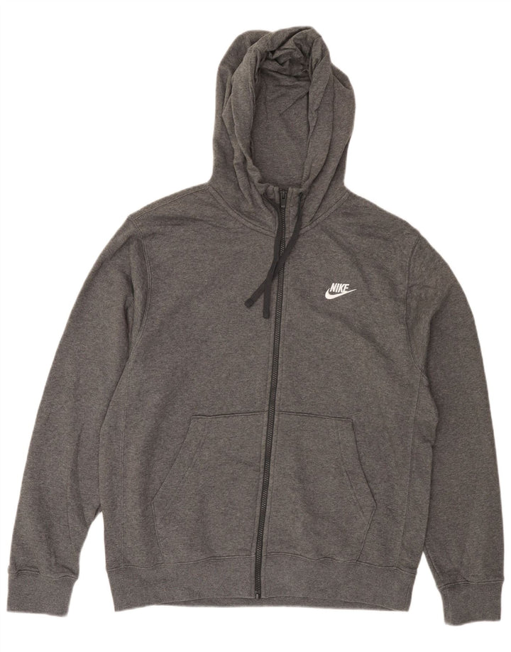 NIKE Sudadera con capucha y cremallera para hombre de algodón moteado gris medio